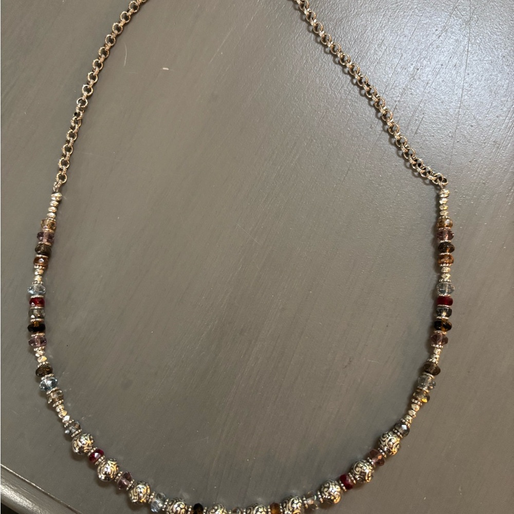 Brighton Blue and Silver Beaded Necklace with Brighton Bag (pictured)